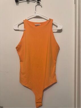 ReoRia Bright Orange Sleeveless High-Neck Bodysuit